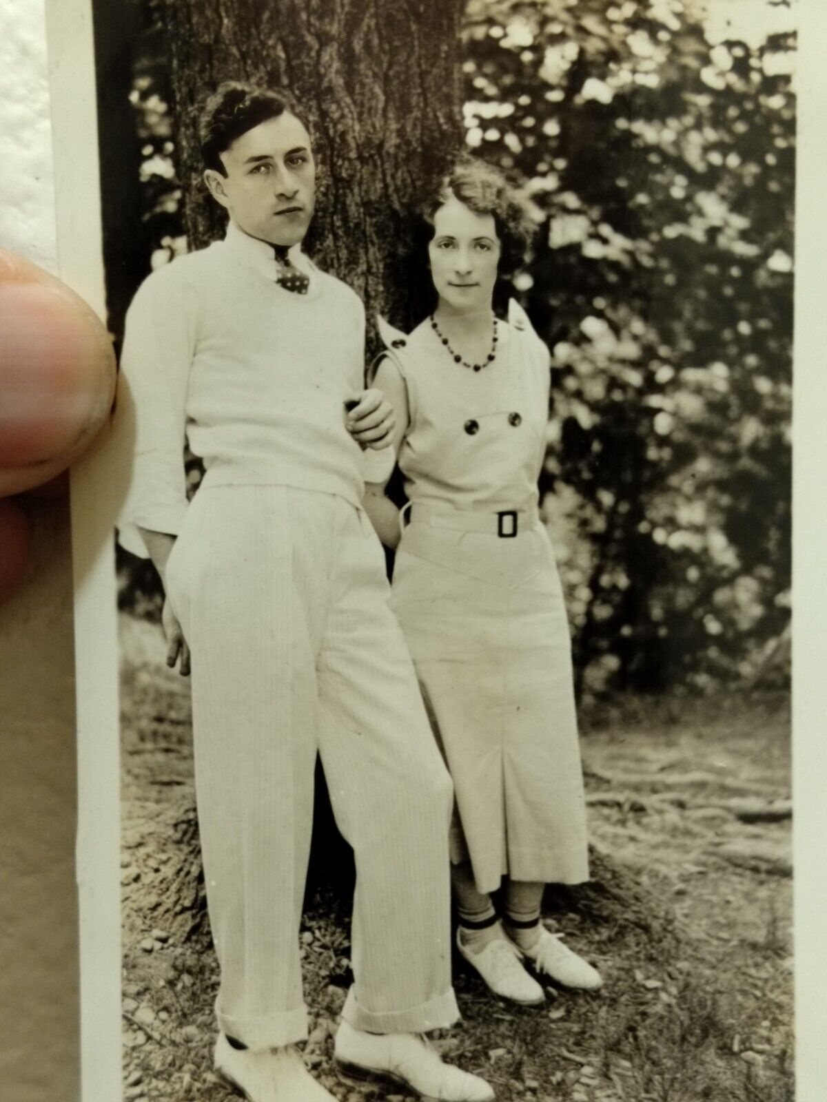 Vintage Photo 1933 Couple Wearing White