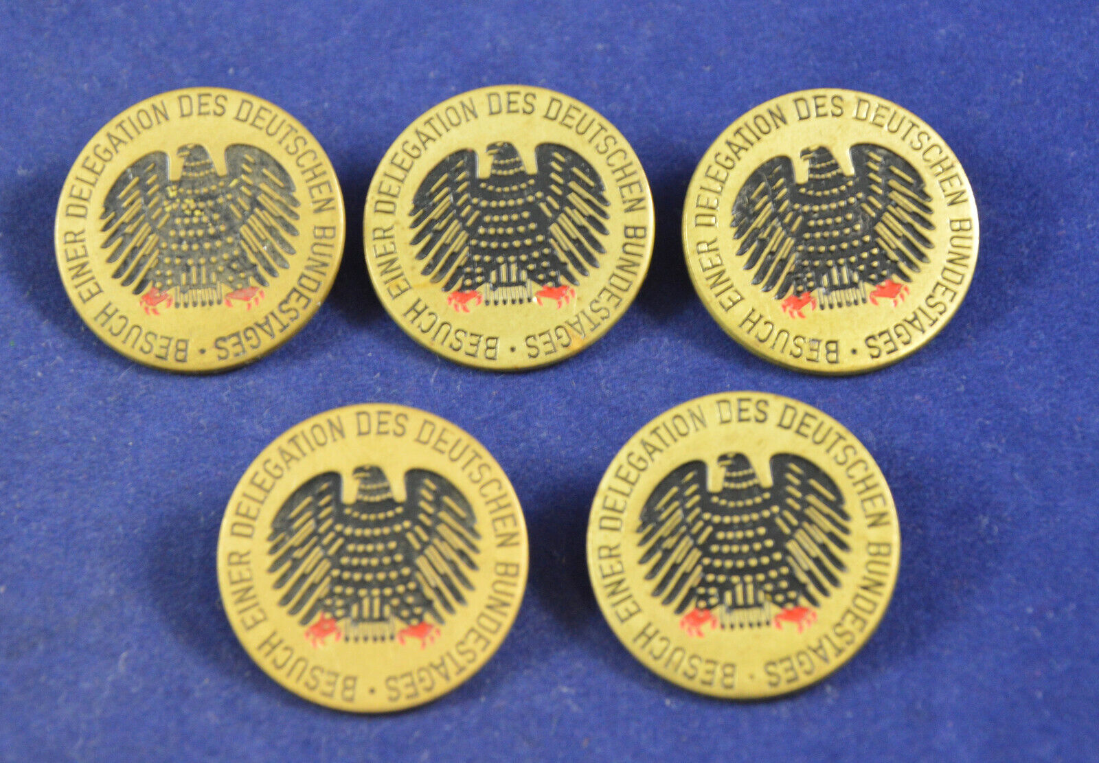 Vintage German Badge Pin Besuch Einer Delegation Des Deutschen Bundestages 5 pcs