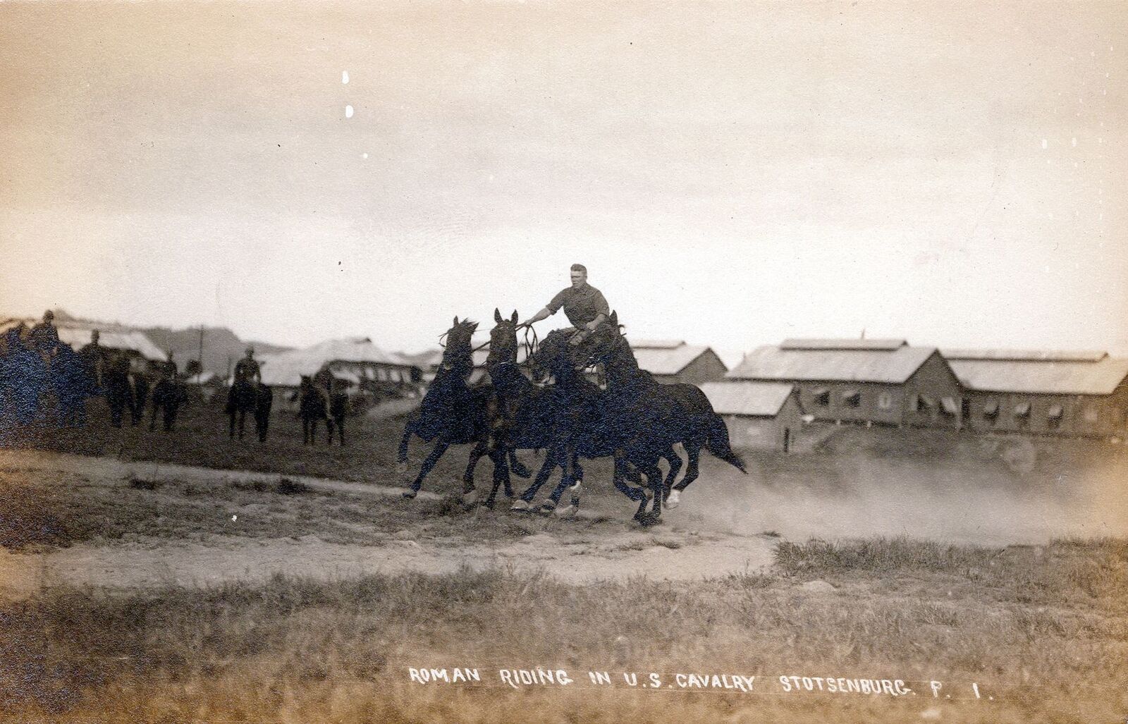 FORT STOTSENBURG - U.S. Cavalry Roman Riding RPPC- Camp Stotsenburg -Philippines