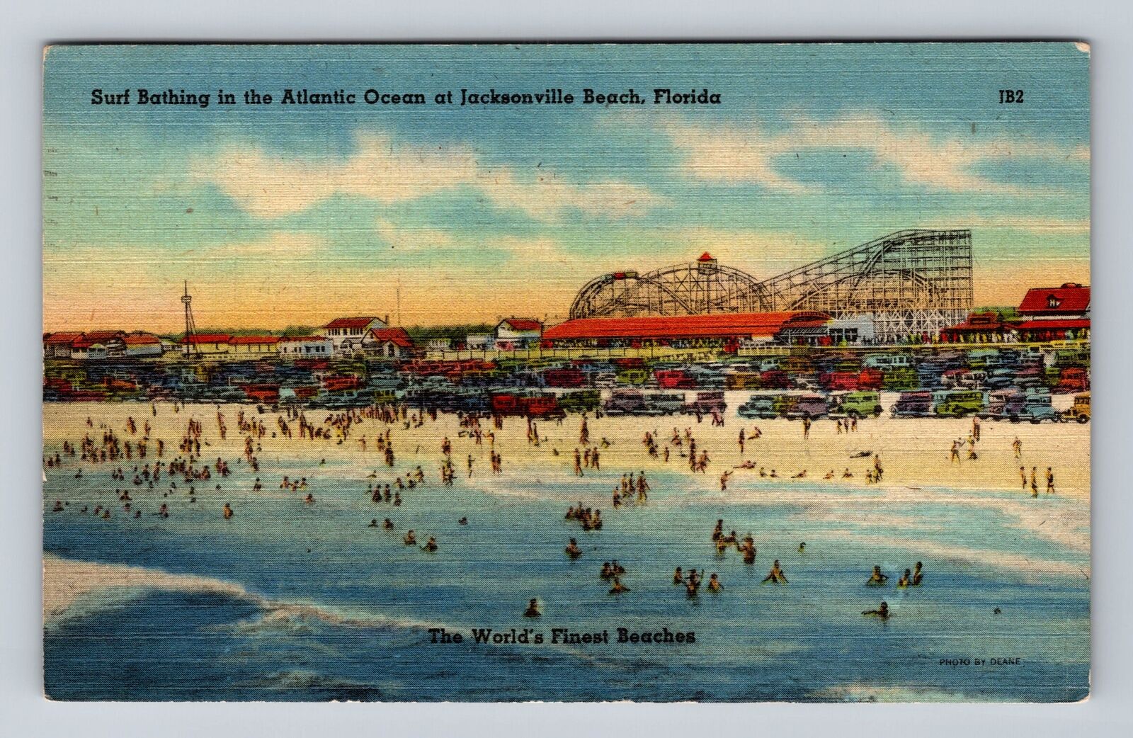 Jacksonville Beach FL-Florida, Surf Bathing, Antique, Vintage c1947 Postcard