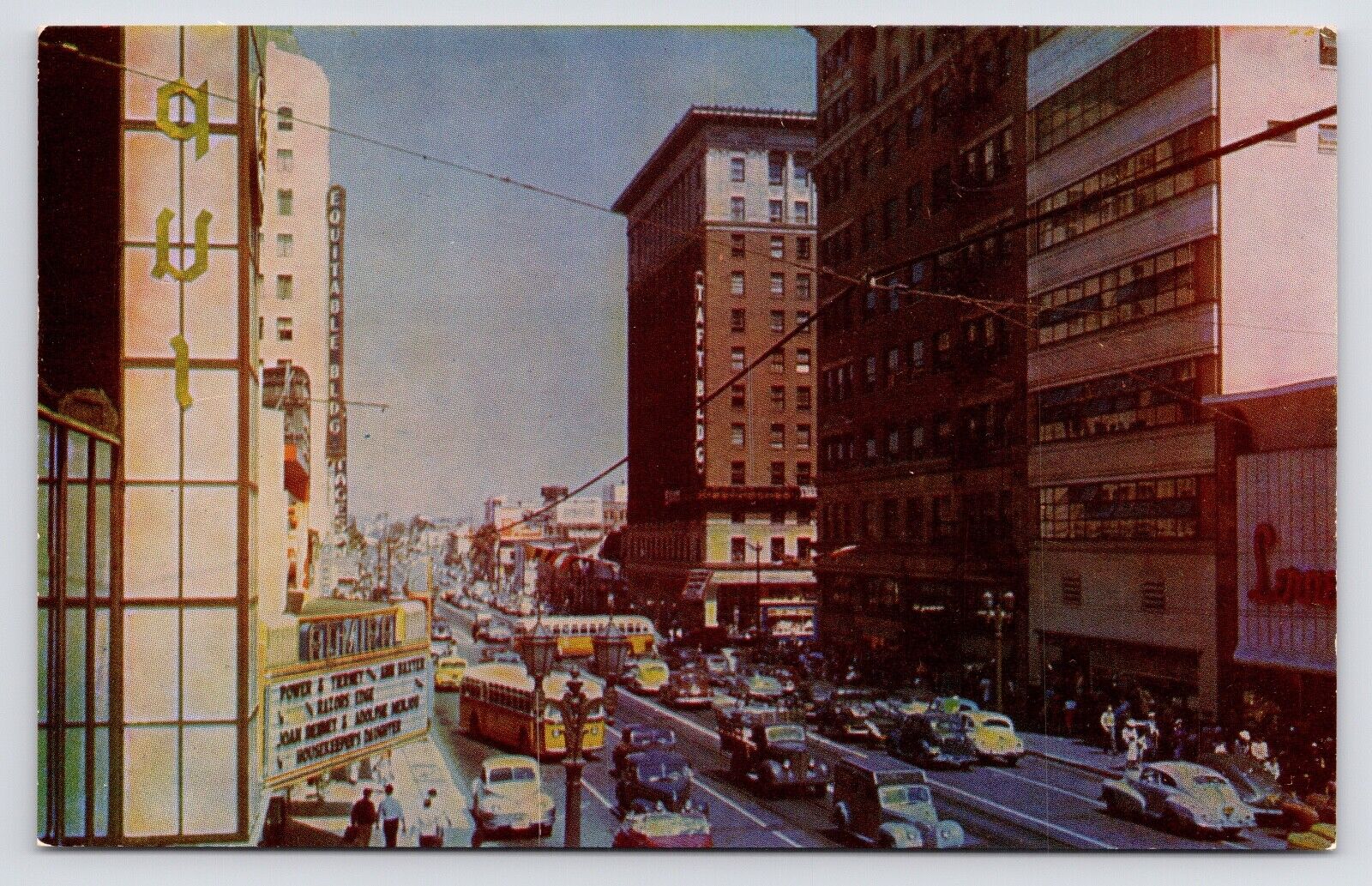 1940s Hollywood & Vine Los Theater Marquee Los Angeles California CA Postcard