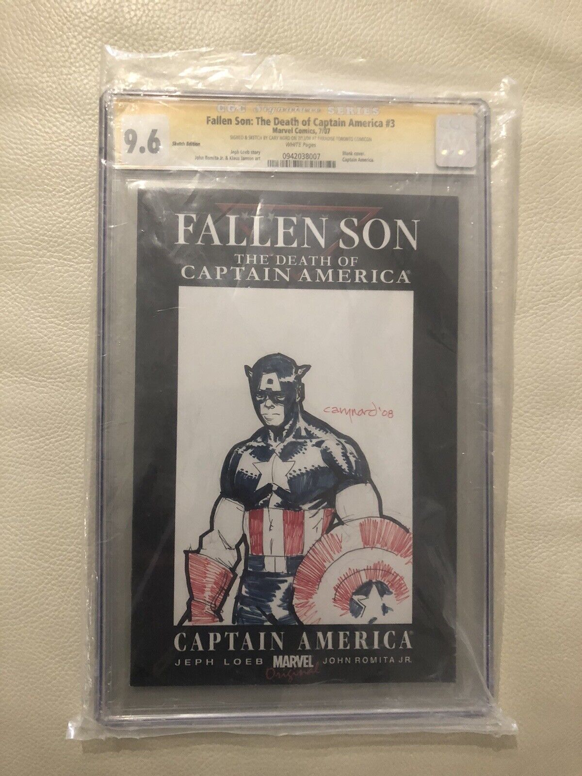 Fallen Son: The Death Of Captain America #3 07/2007 CGC 9.6 Signed By Cary Nord
