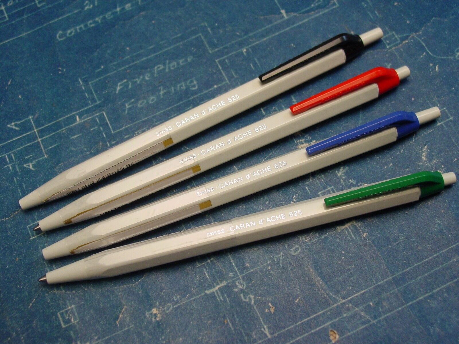 CARAN D\'ACHE NOS Set of Four Model 825 Ballpoint Pens