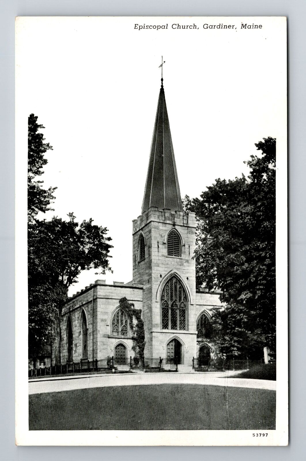 Gardiner ME-Maine, Episcopal Church, Religion, Antique Vintage Souvenir Postcard