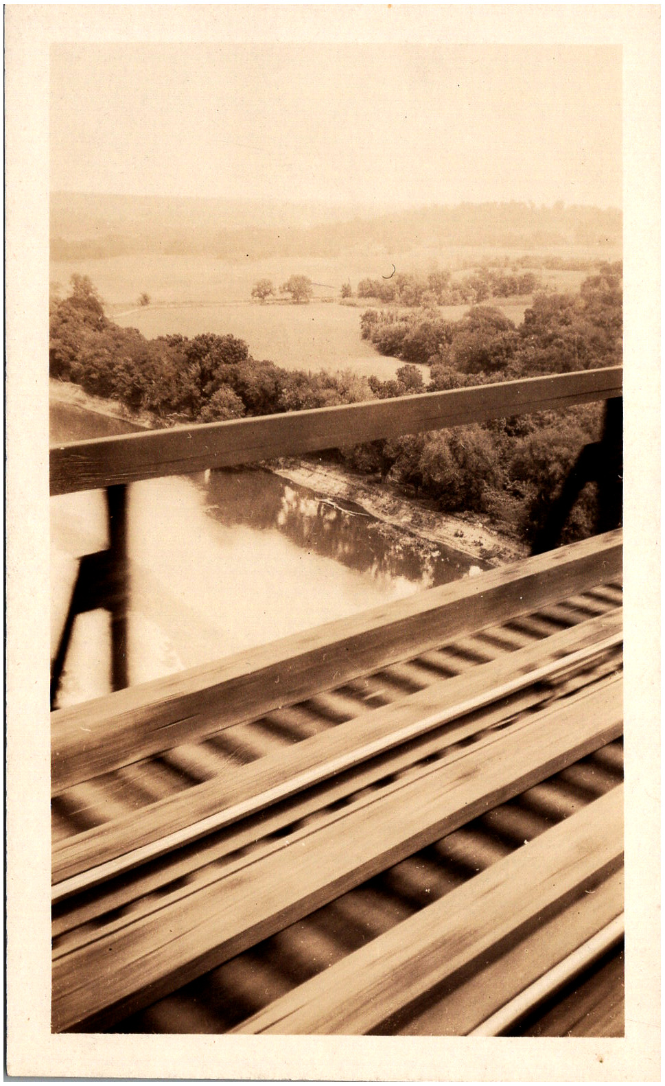 Des Moines River Valley from High Bridge CNW Railway Boone Iowa 1922 RPPC Photo