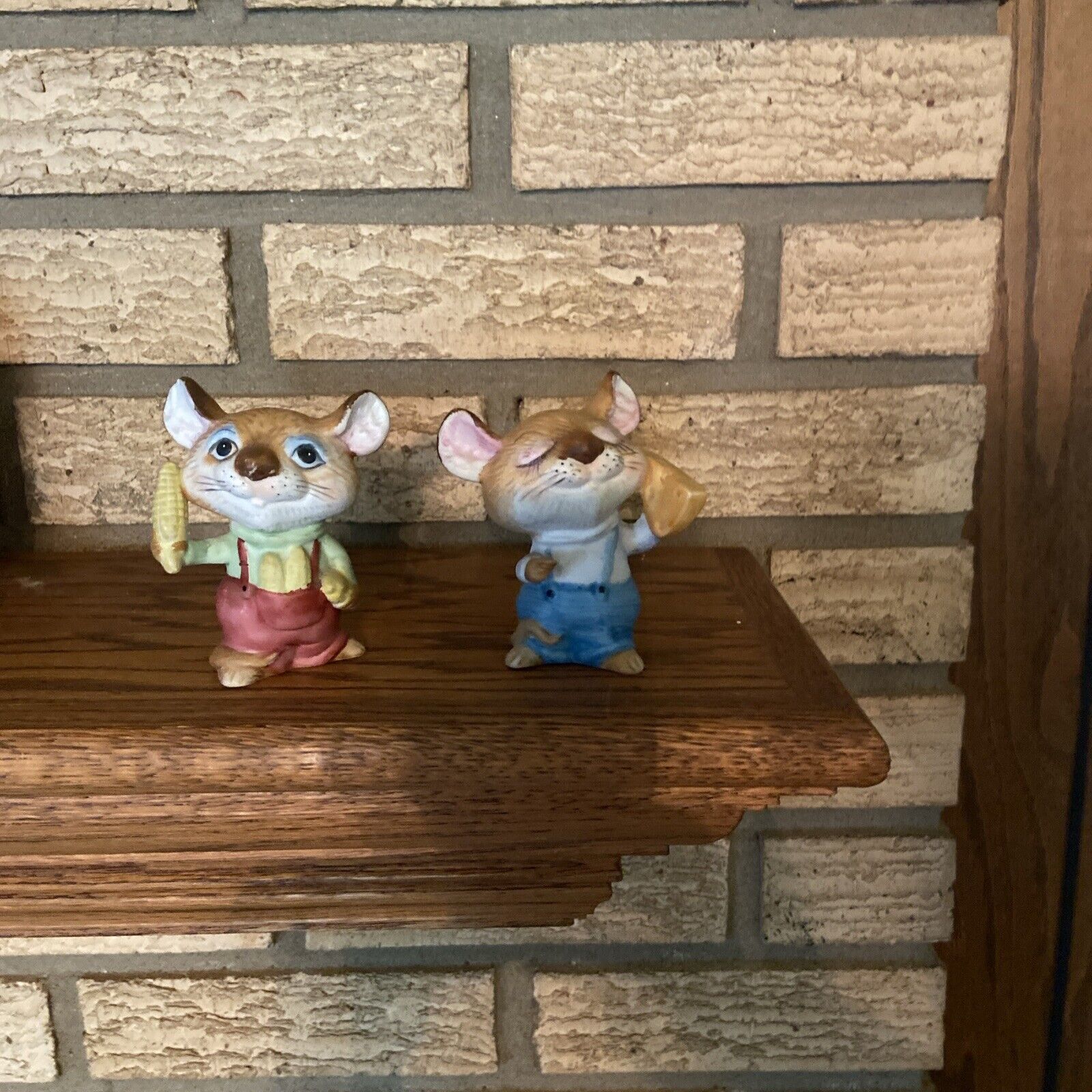Homco Set Of 2 Vintage Country Harvest Mice Figurines