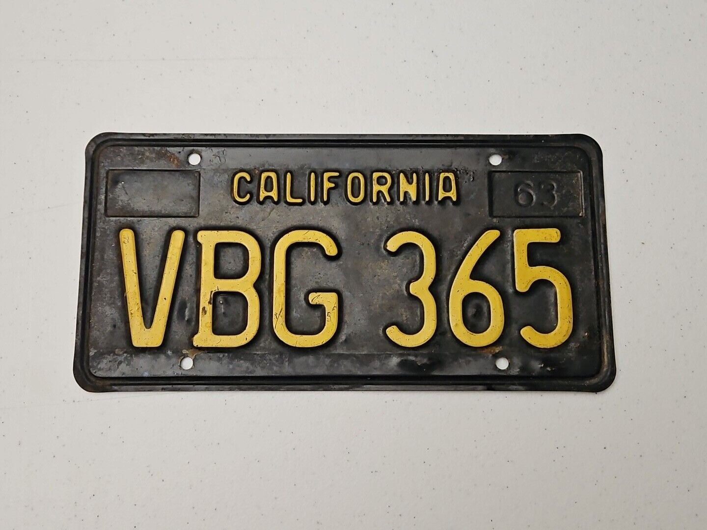 Vintage \'63 1963 California Black License Plate.  Hot Rod. Rat Rod