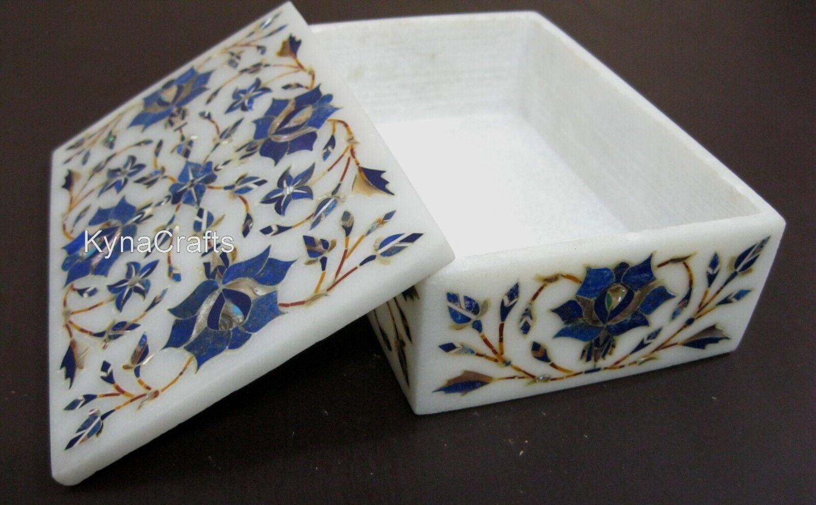 6 x 4 Inches Marble Jewelry Box Lapis Lazuli Stone Inlay Work Multi Purpose Box
