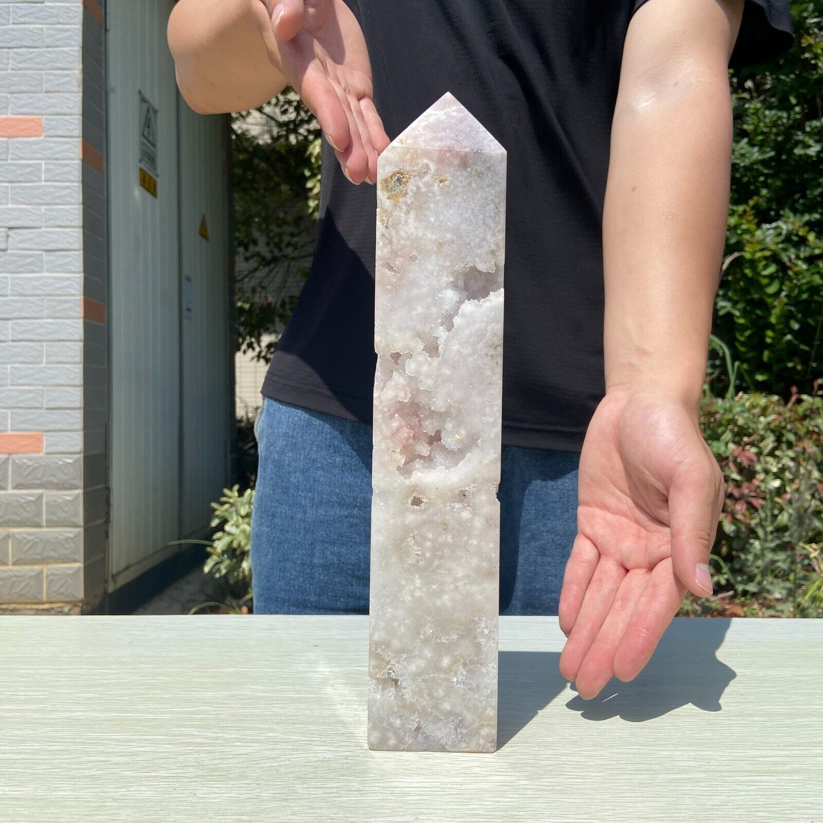 3.9LB 12.7''Natural Pink Amethyst Point Crystal Obelisk Healing Decor Quartz