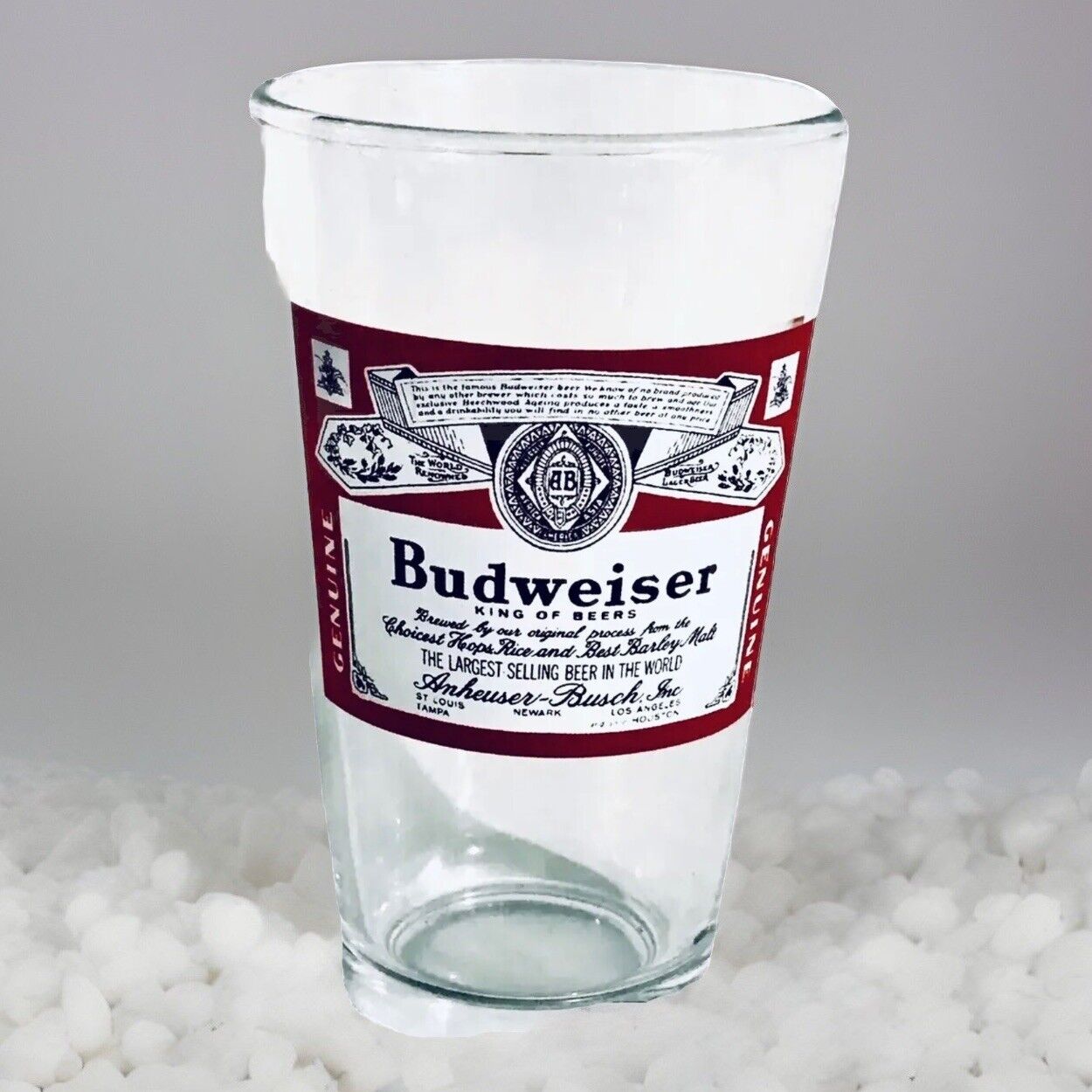 VTG Rare Budweiser Pint King of Beers 16oz Glass MAN CAVE / SHE SHED Old Label