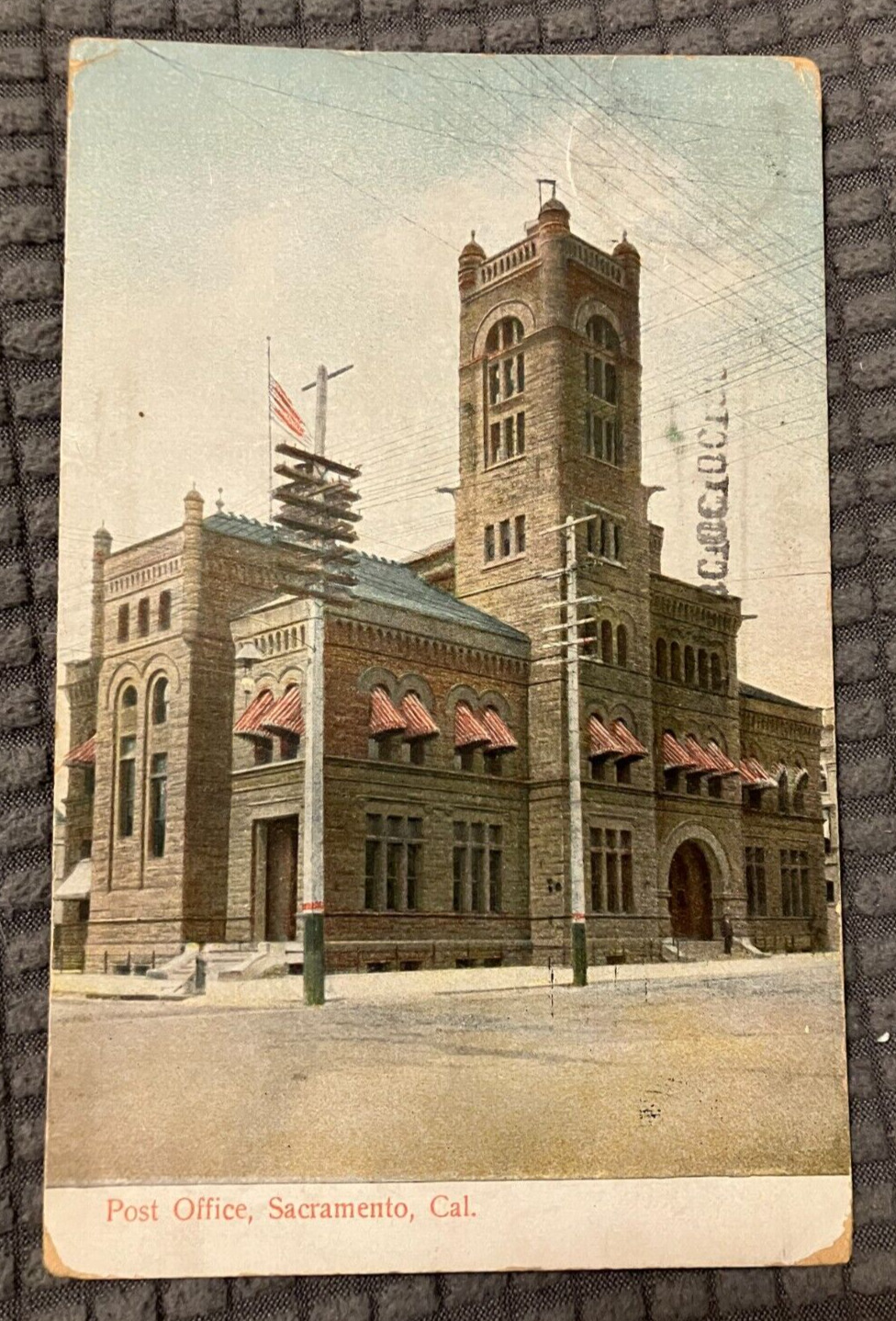 Antique Postcard - Post Office in Sacramento, California - POSTED 1909