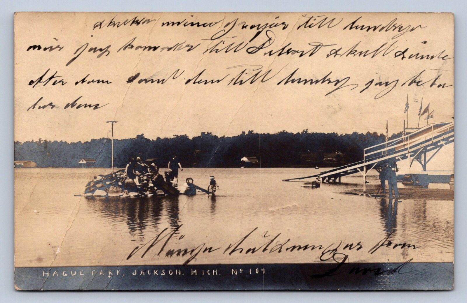 J97/ Jackson Michigan RPPC Postcard c1910 Hague Park Tobaoggan Slide  411