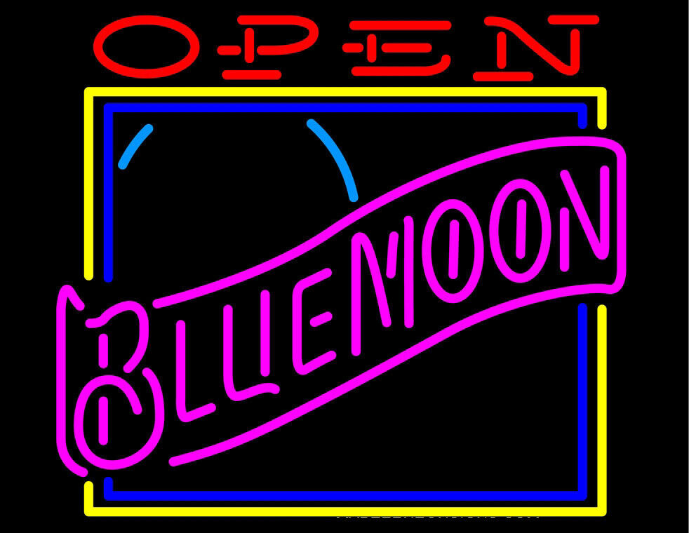 Blue Moon Open Neon Sign 24x20 Beer Bar Cave Restaurant Wall Decor