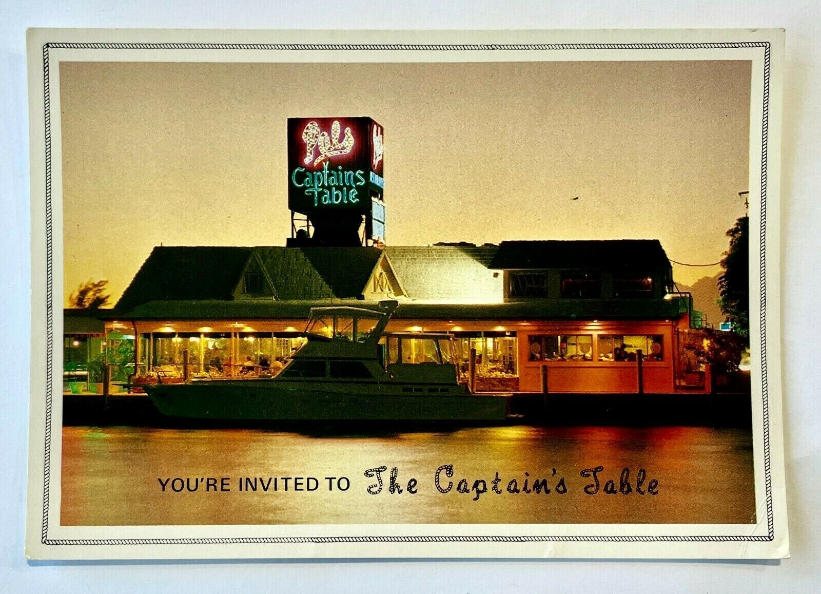 Deerfield Beach Florida The Captain\'s Table Restaurant Vintage Postcard 1980s