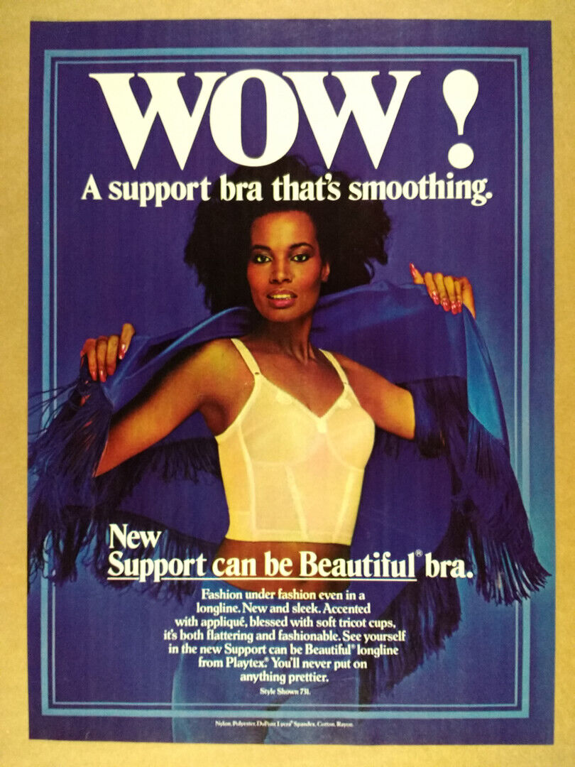 1980 Playtex Support can be Beautiful Longline Bra woman photo vintage print Ad