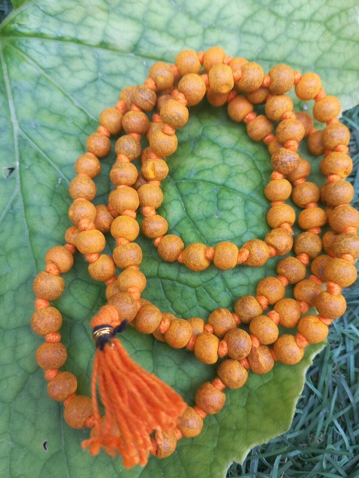 100% Original Tulsi Mala Haldi Japa Mala 108 + 1 Beads Prayer Beads Hindu Puja