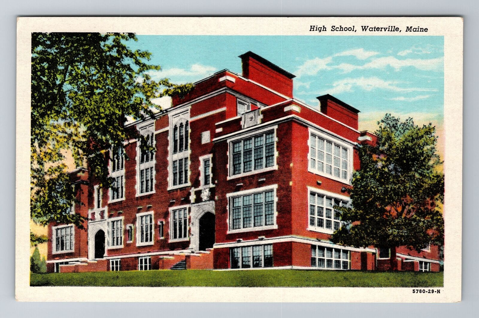 Waterville ME-Maine, High School, Antique Vintage Souvenir Postcard