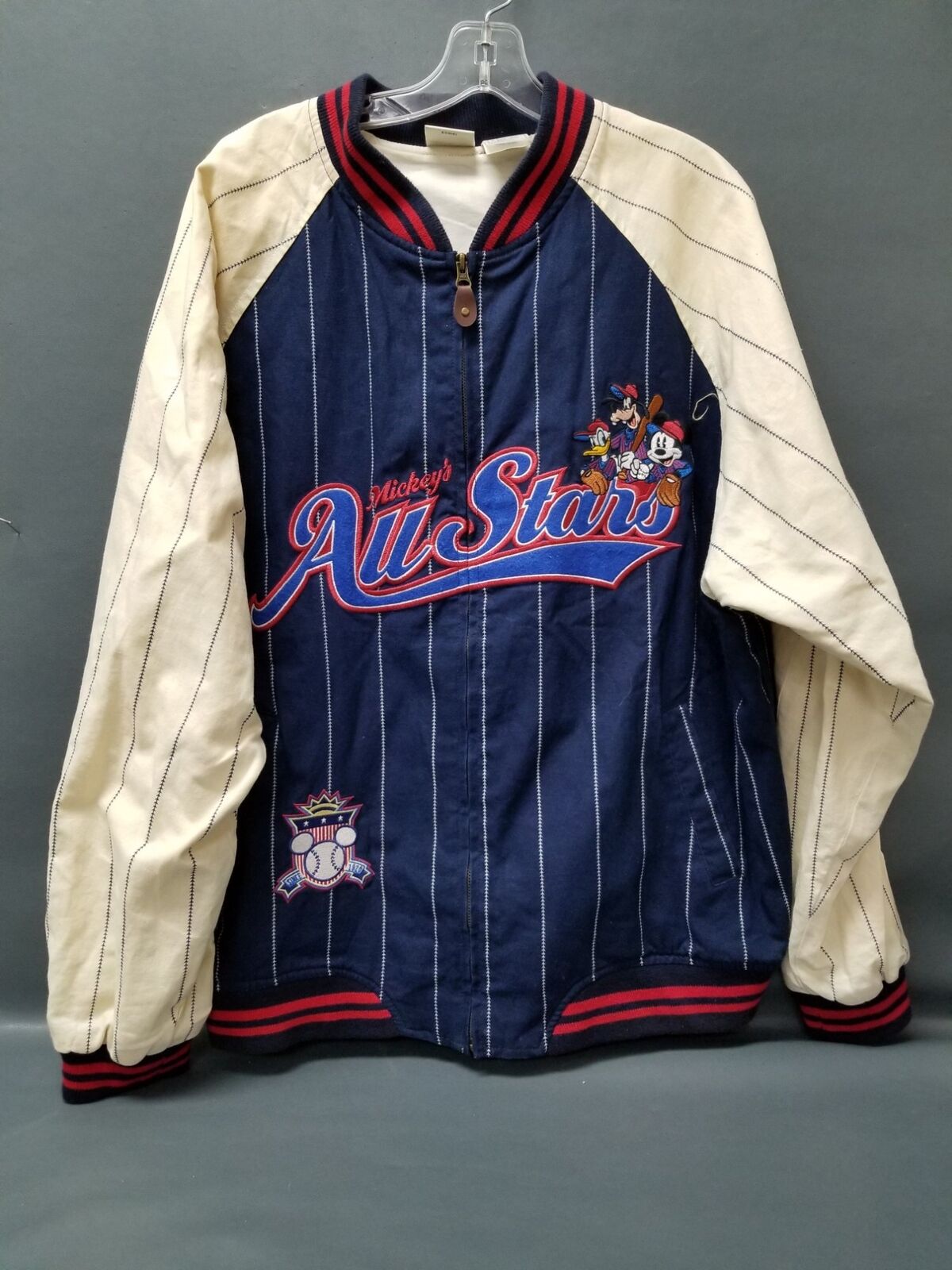 Vintage 90s Disney Store Mickey Mouse All Stars Baseball Zip Jacket Size L