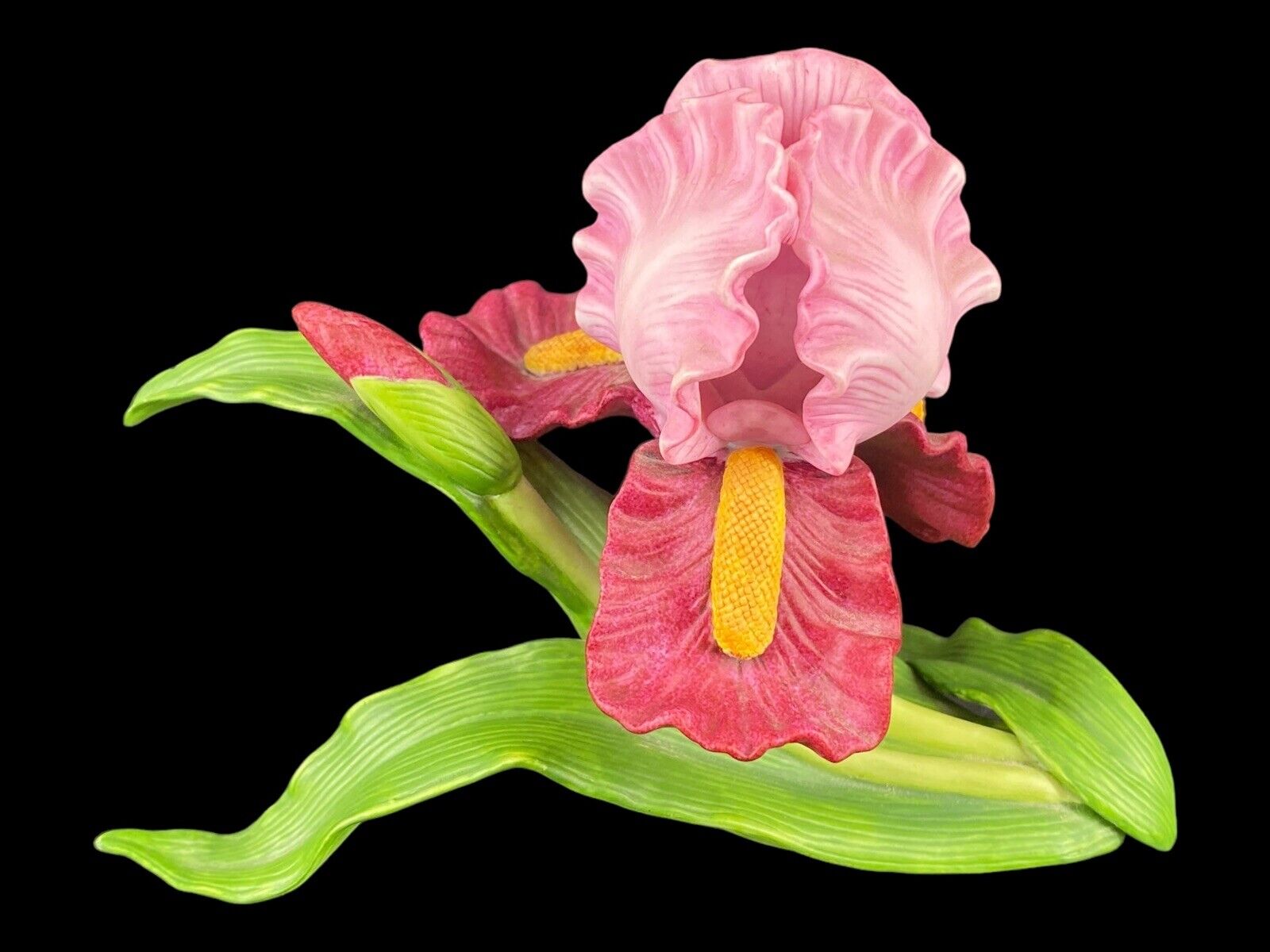 Vintage 1999 Lenox Fine Porcelain Pink Garden Flower Iris Handcrafted Figurine
