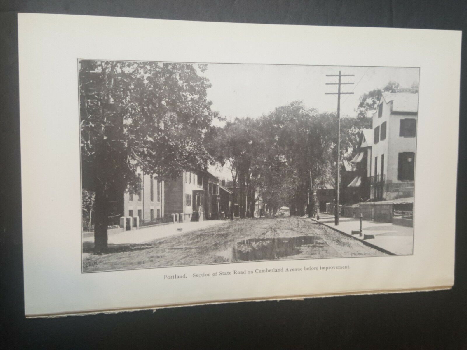 1911 photo plate homes along old dirt road on Cumberland Avenue Portland Maine 