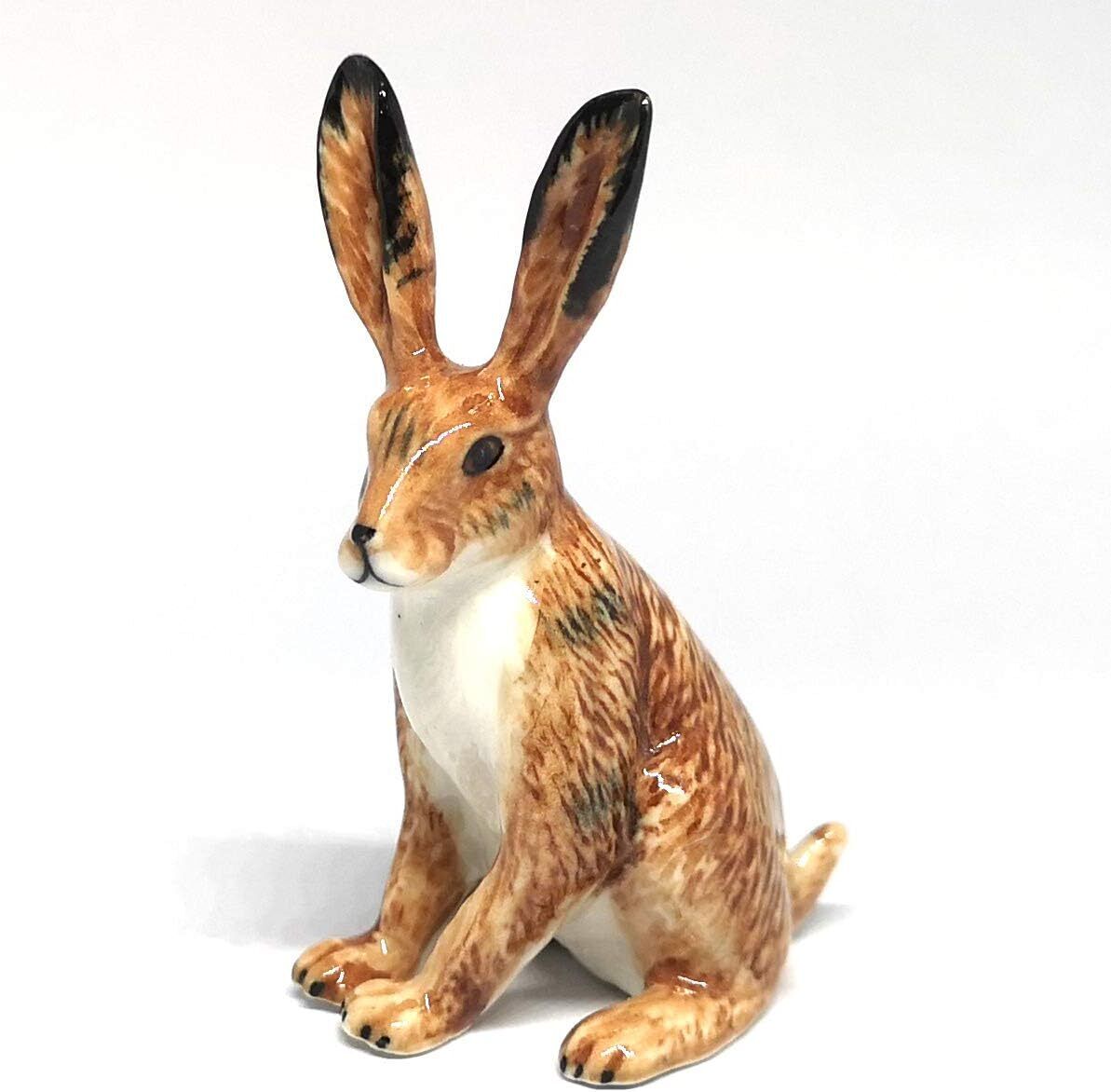 Ceramic Wild Brown Rabbit Figurine Hand Painted Bunny Hare Decor Collection