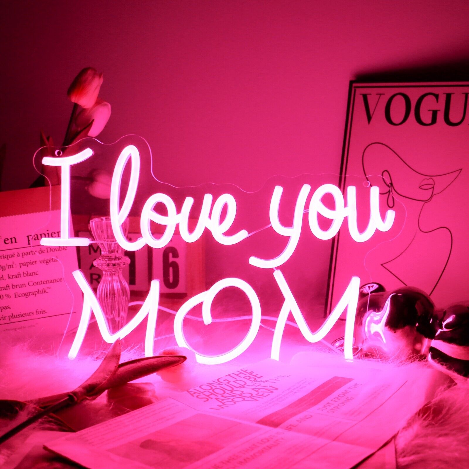 I Love You Mom Neon Sign, Idea Gift for Mom, Mother's Day Birthday Gift for Mom