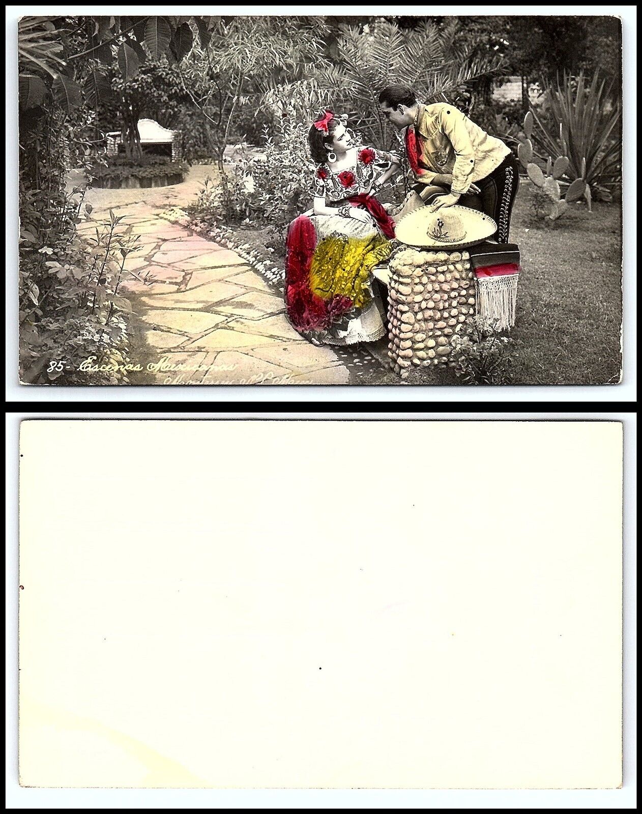 SPAIN RPPC Postcard -Young Couple Local Costumes, Dress, People, Hand Colored D8