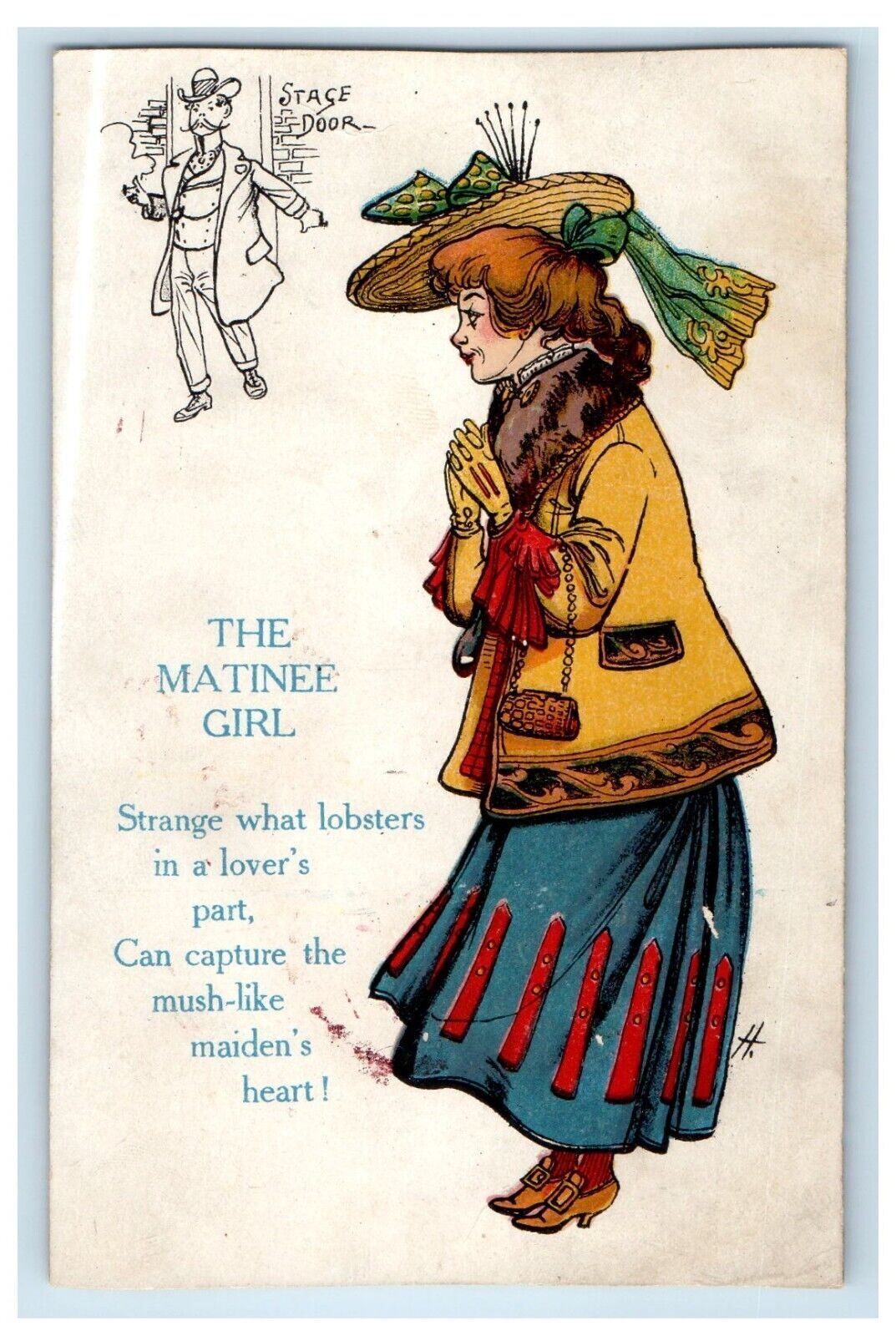 c1905 The Matinee Girl Dressed Big Hat Unposted Antique Postcard