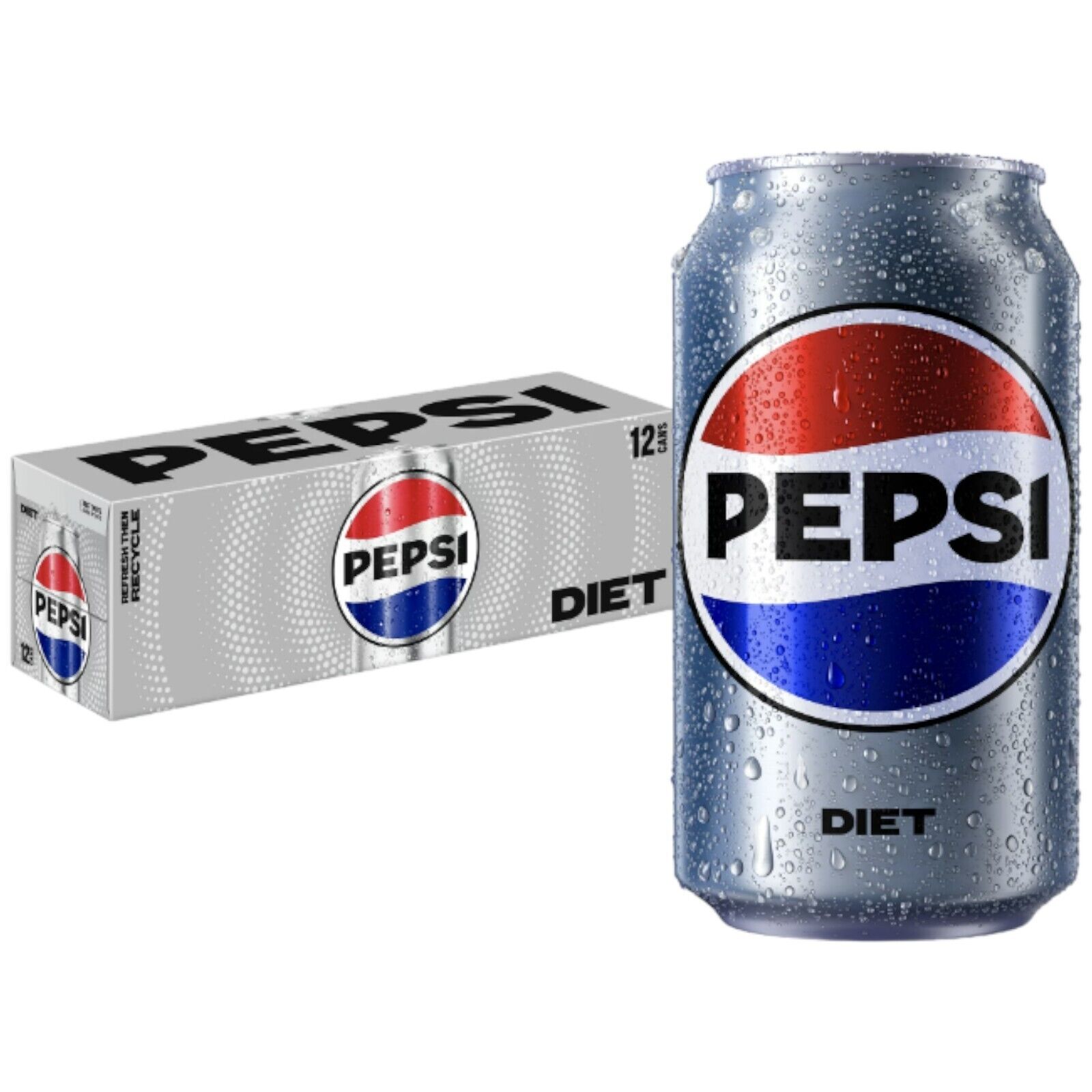 Pepsi Diet Cola Soda 12 Pack Soft Drinks Soda PepsiCo 12oz Soda Pack of 12 