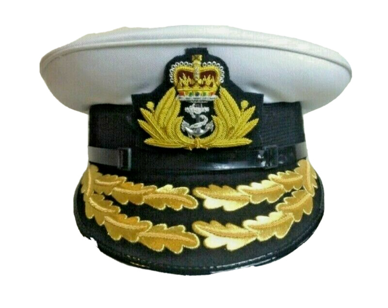 1953 British Royal Navy Admiral Flag Rank Officers Peaked Cap Hat Queens Crown