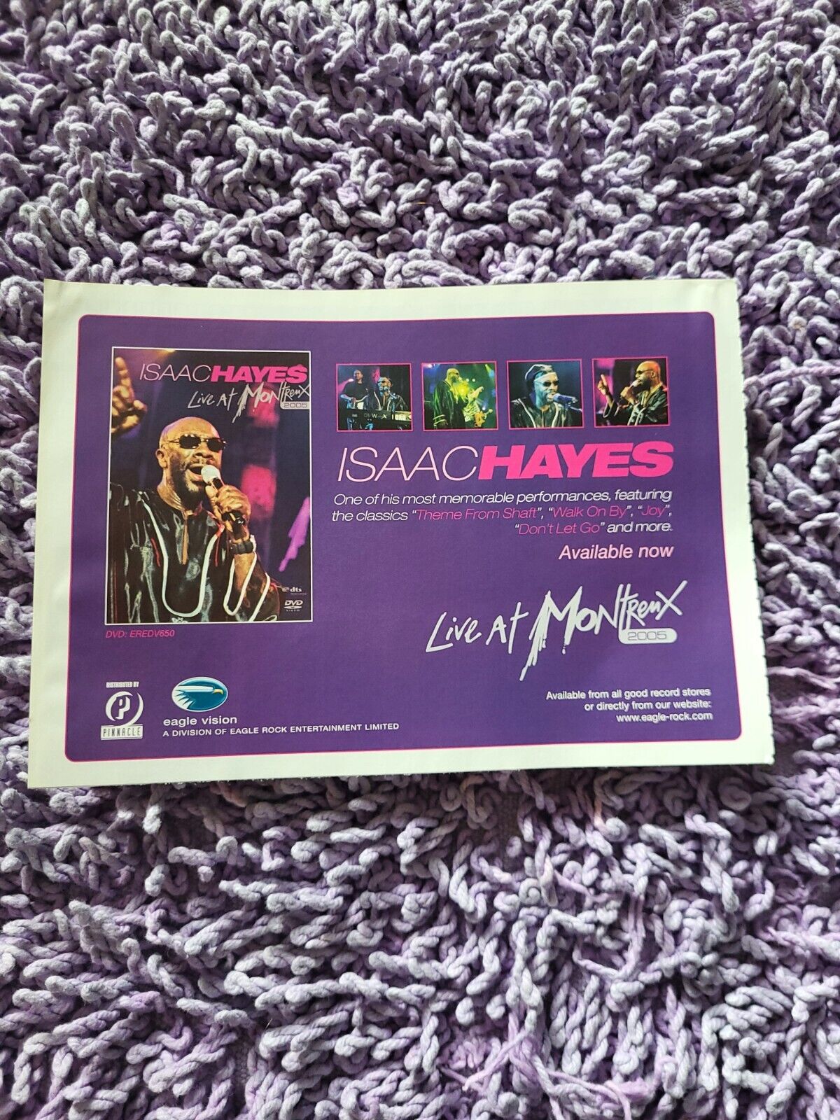 TPGM28 ADVERT 5X8 ISAAC HAYES : \'LIVE AT MONTREUX\' 2005