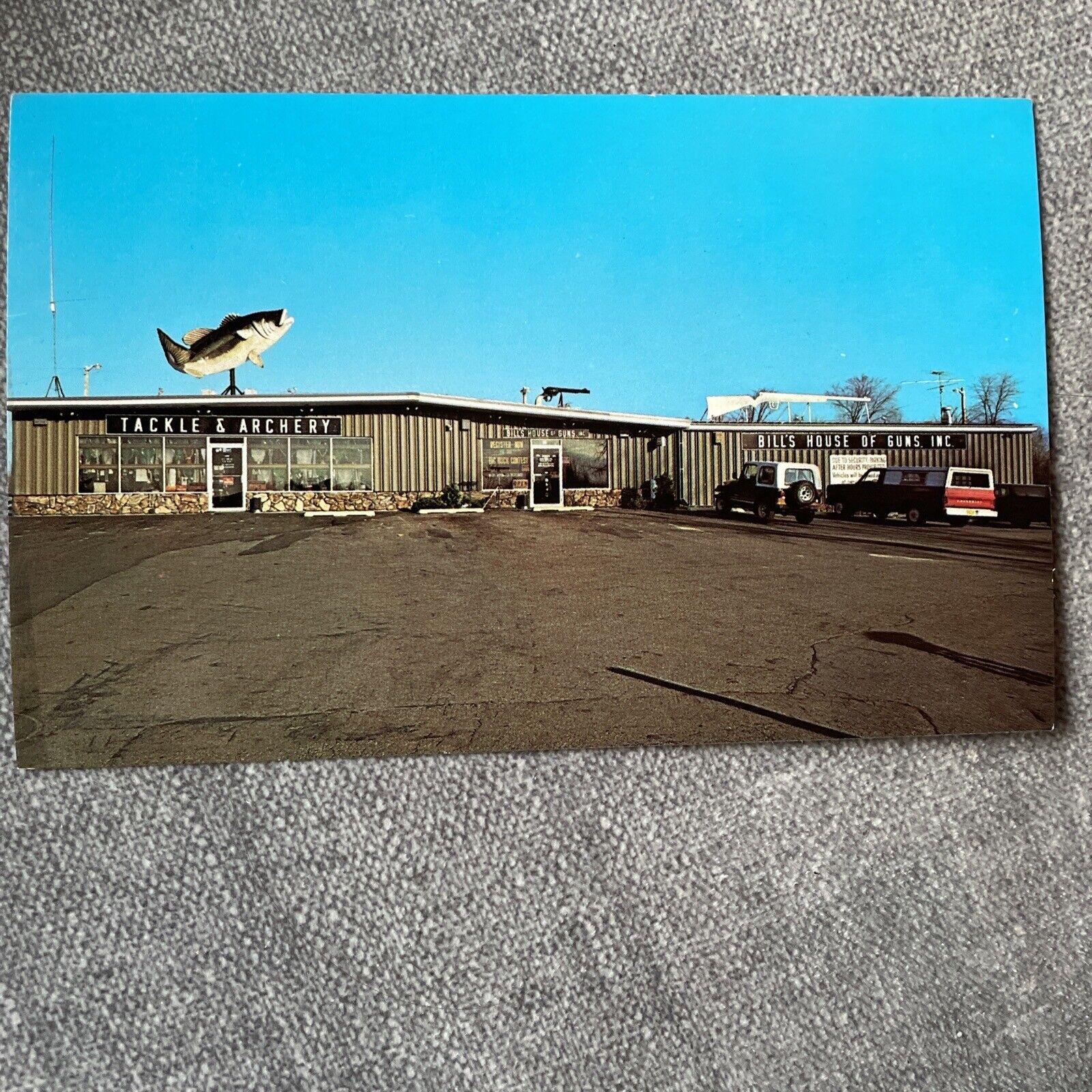 Merrill WI Bill’s House Of Guns Tackle and Archery Chrome Postcard Wisconsin