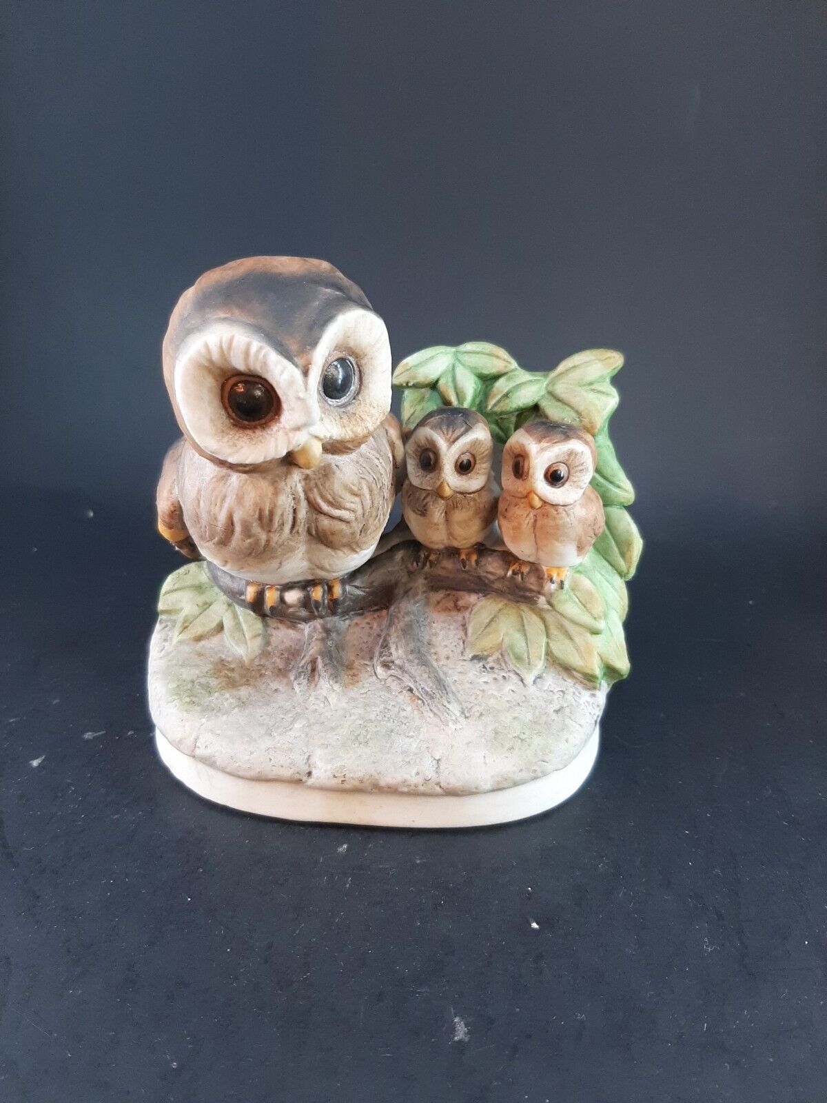 Homco Ceramic Owl Mom with 2 Babies Figurine #1298   O3