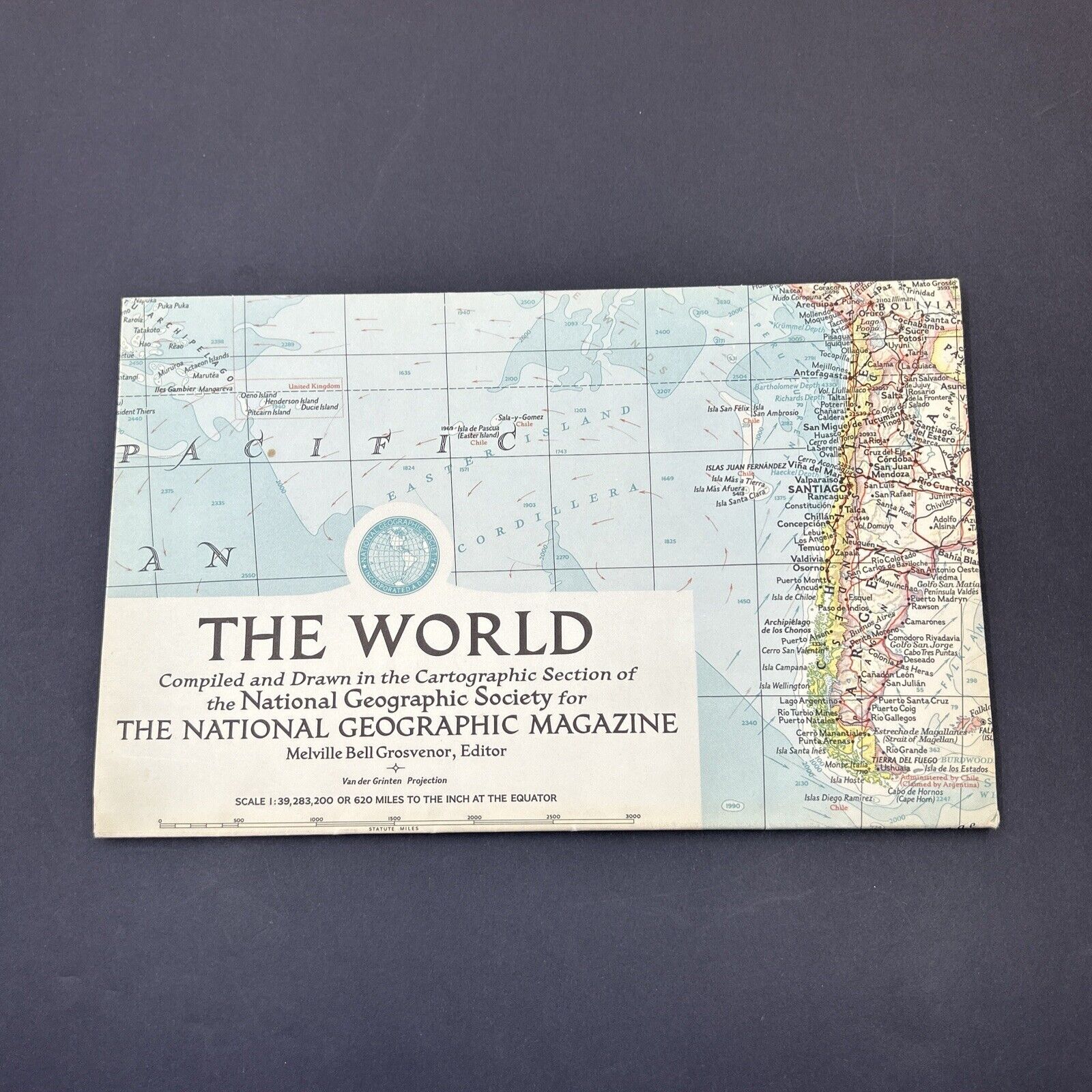 Vintage 1957 The World Map National Geographic Magazine Insert 29x42 inch