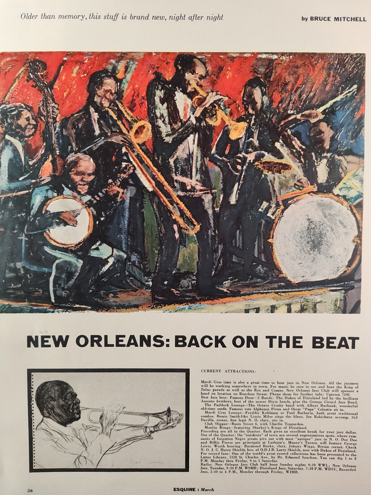 1954 Esquire Article NEW ORLEANS Jazz Revival Bruce Mitchell Leonard Flettrich