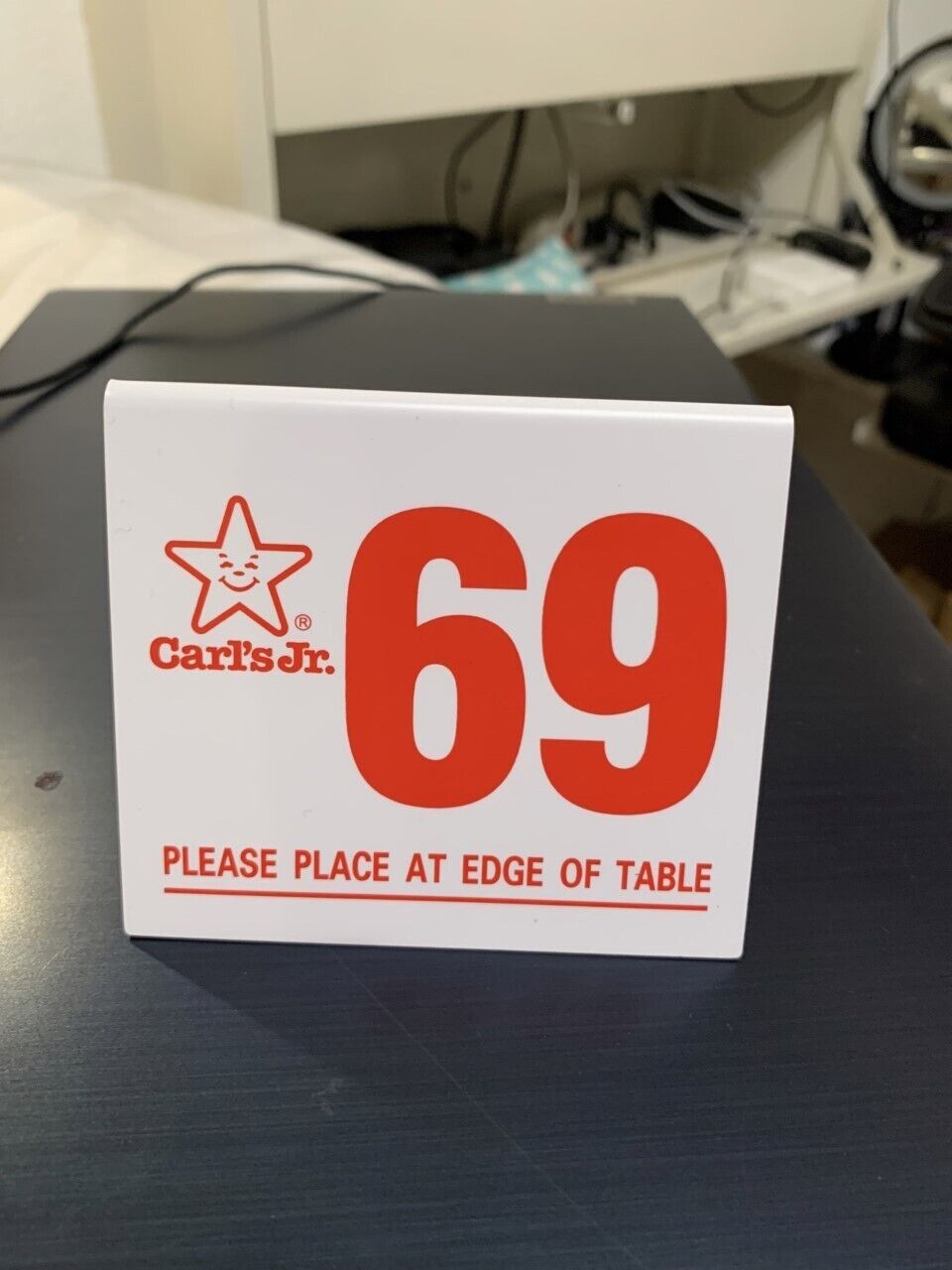 Classic Carl\'s Jr Table Tent Sign 69