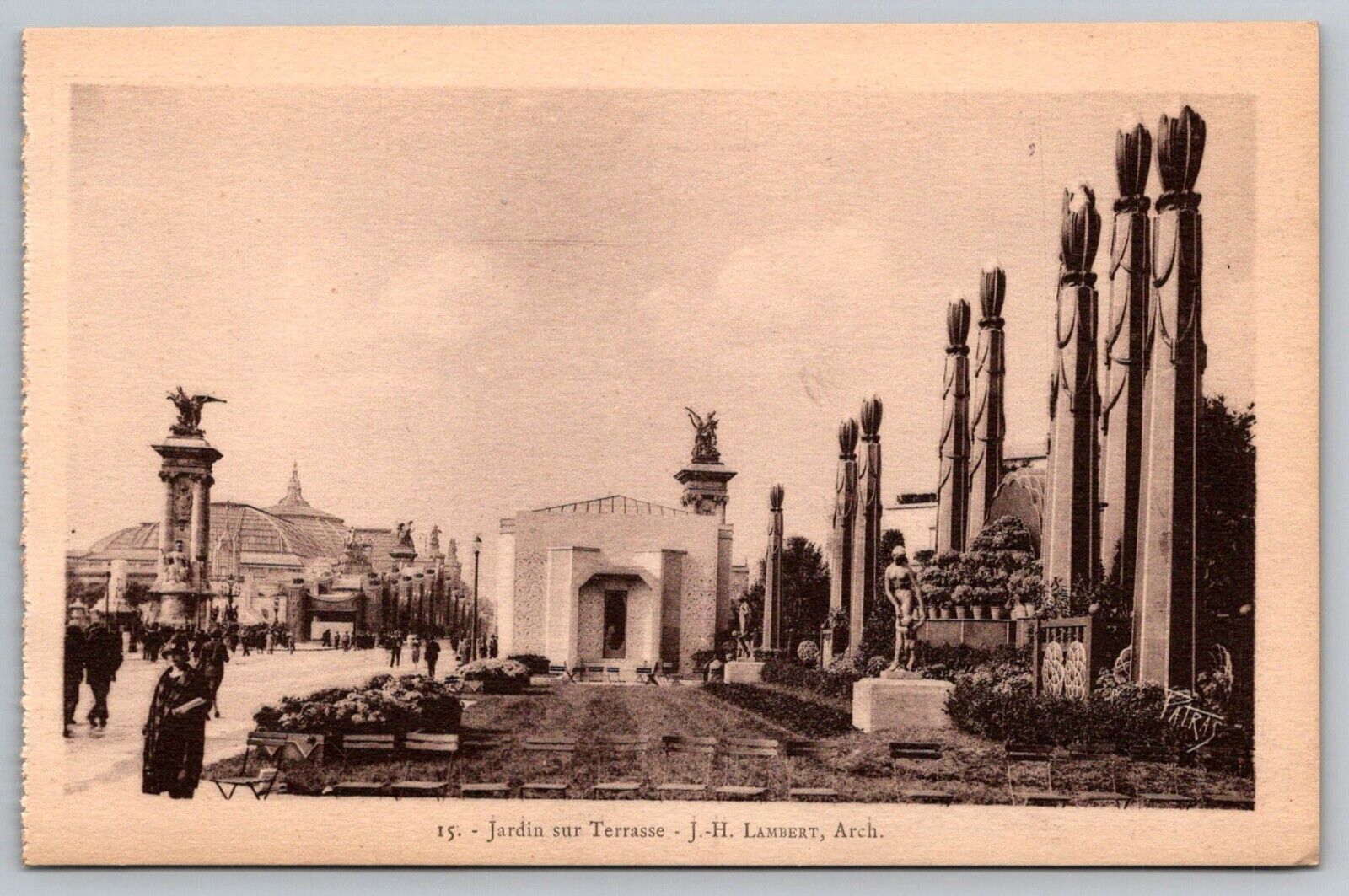 Postcard: Jardin sur Terrasse, Paris 1925, Unposted