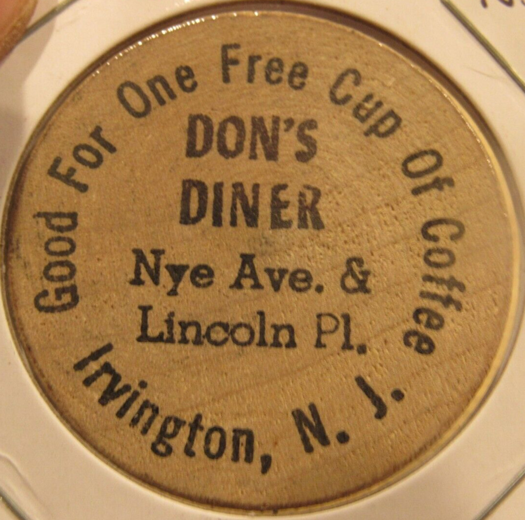 Vintage Don\'s Diner Irvington, NJ Wooden Nickel - Token New Jersey