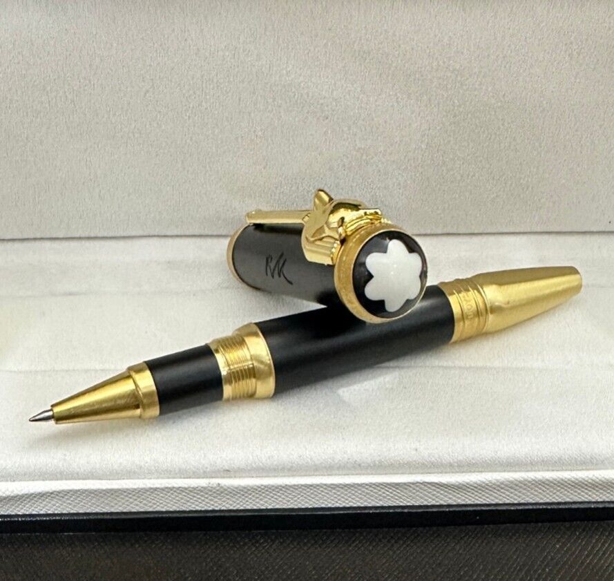 Deluxe Kipling Series Black Color - Gold Clip 0.7mm Rollerball Pen No Box