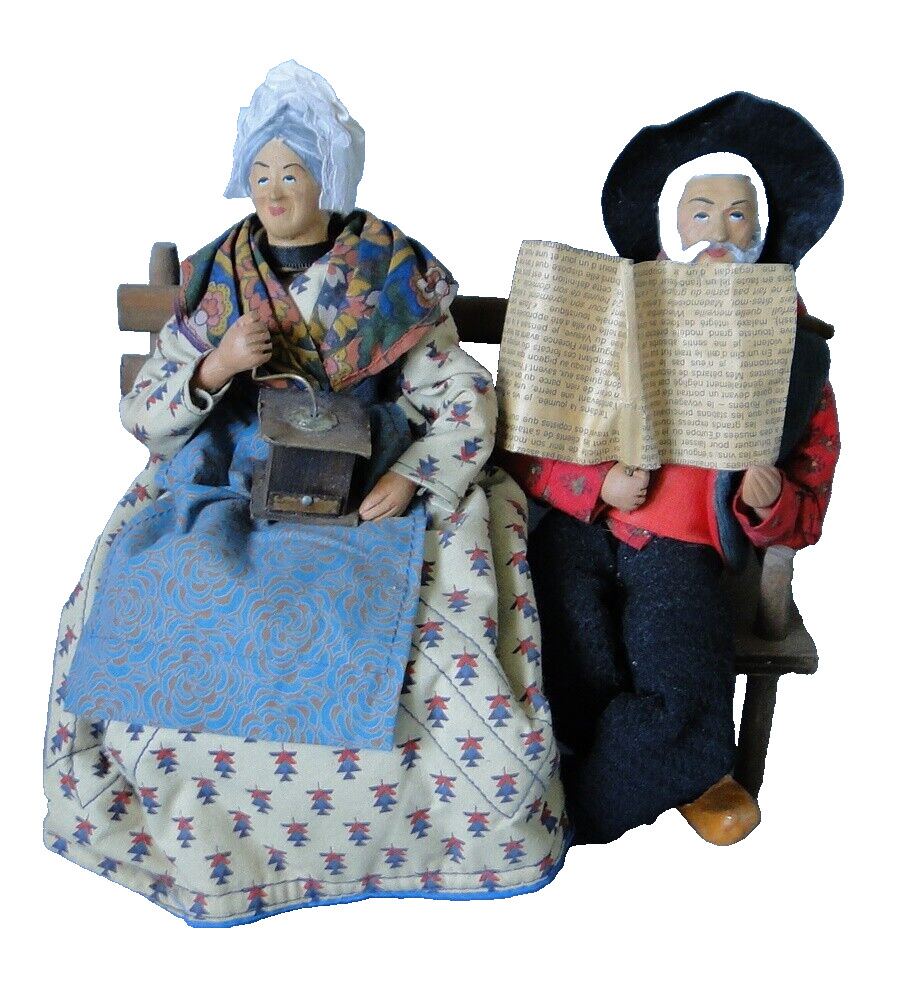 Doll Handmade Santon Ancient Of Provence Couple Man & Woman Scene de Vie n5