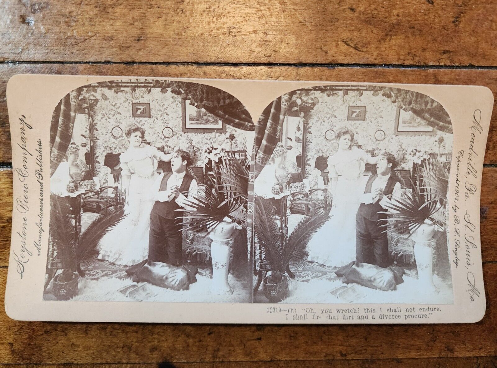 Antique Stereoview Card Keystone Domestic Humor 1903 by Singley 12319
