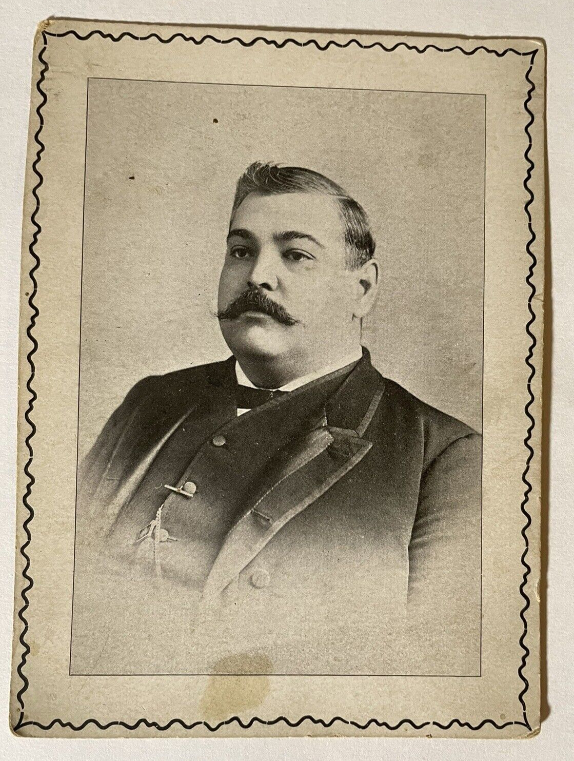 Antique Photo Heavy Set Man Mustache Cabinet Card Suit 1900's