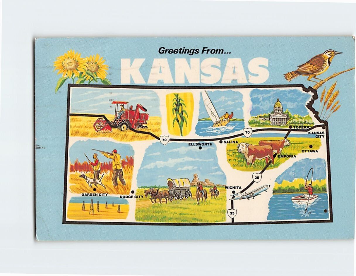 Postcard Greetings from Kansas USA North America
