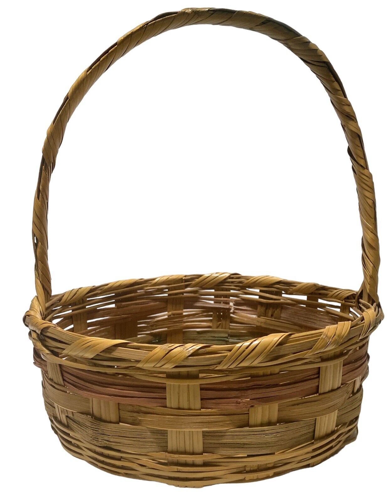 1950\'s - 1960\'s Wicker Easter Basket Round Large 11\