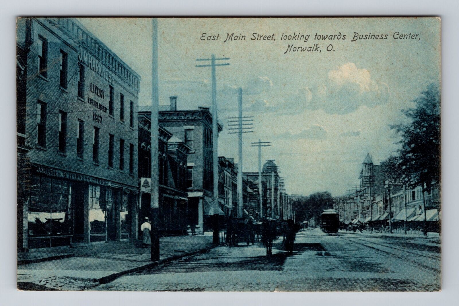 Norwalk OH-Ohio, Main Business District, East Main Vintage c1908 Postcard