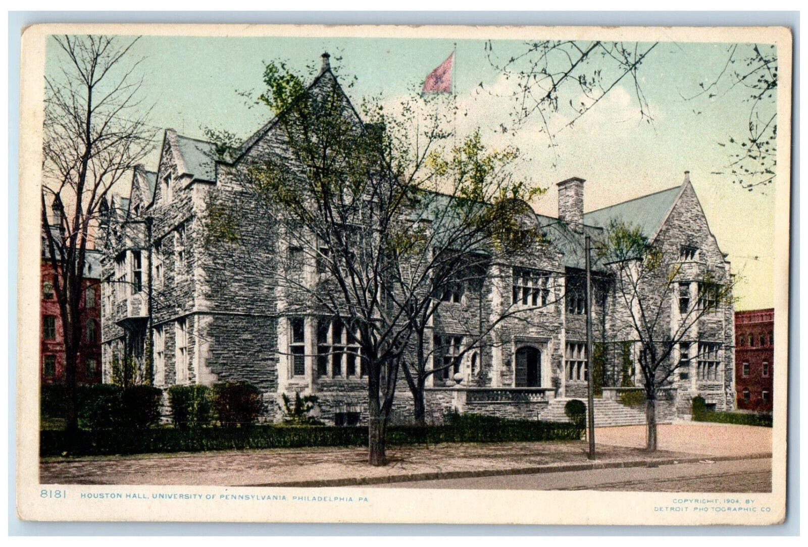 1909 Houston Hall Univ of PA Philadelphia PA Franklinville NJ Phostint Postcard