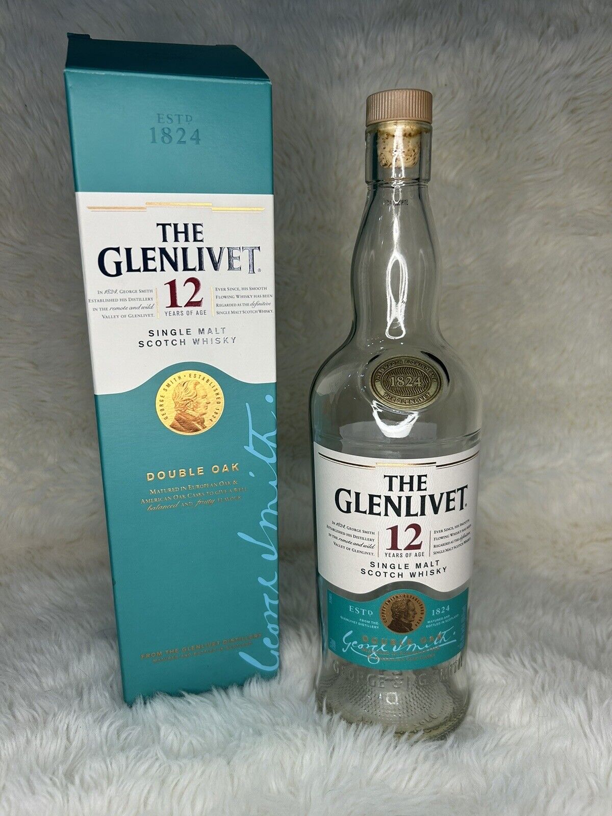 Empty The Glenlivet Double Oak Bottle with Box 750ml Pre Washed