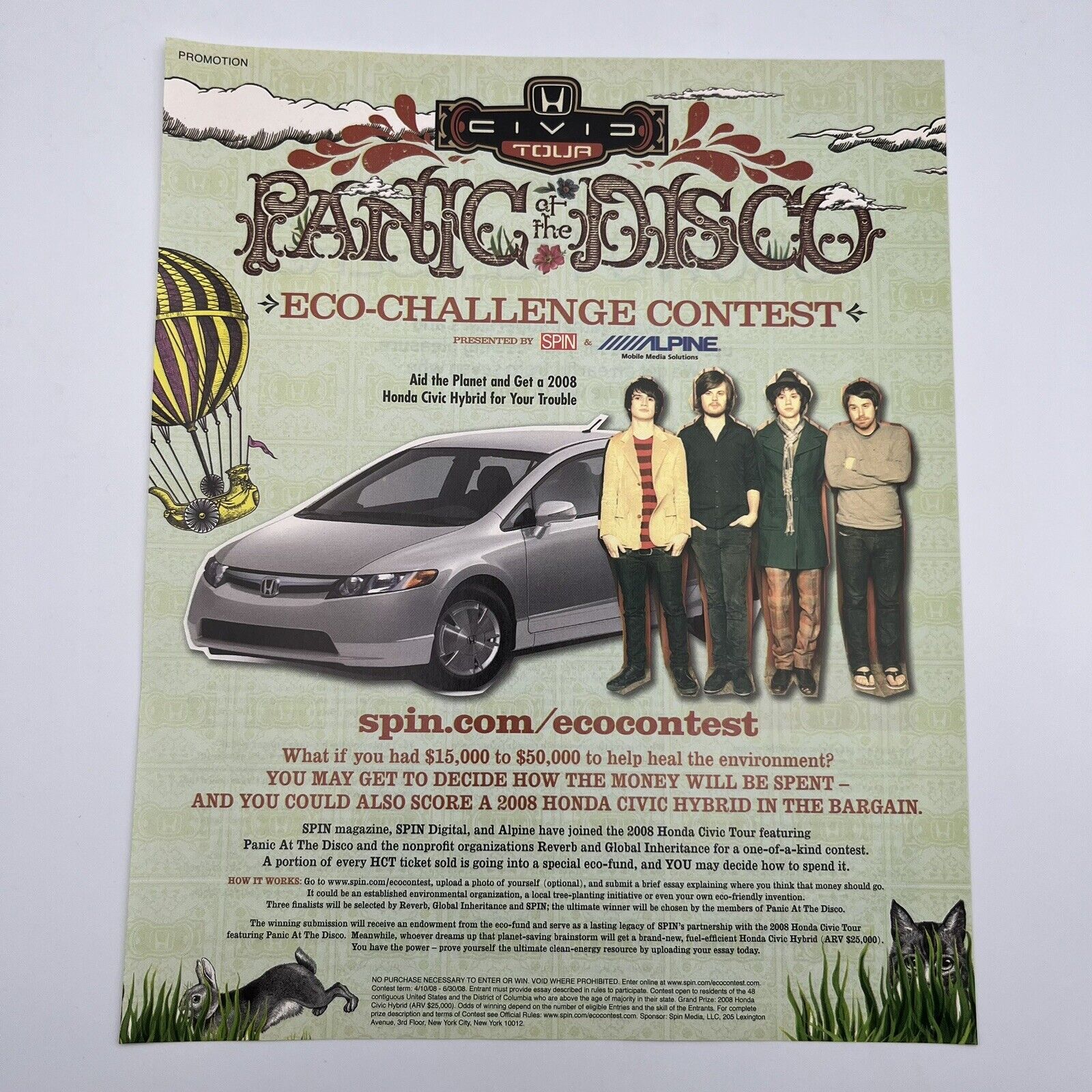 Panic At The Disco Honda Civic Tour 2008 Print Ad 9\