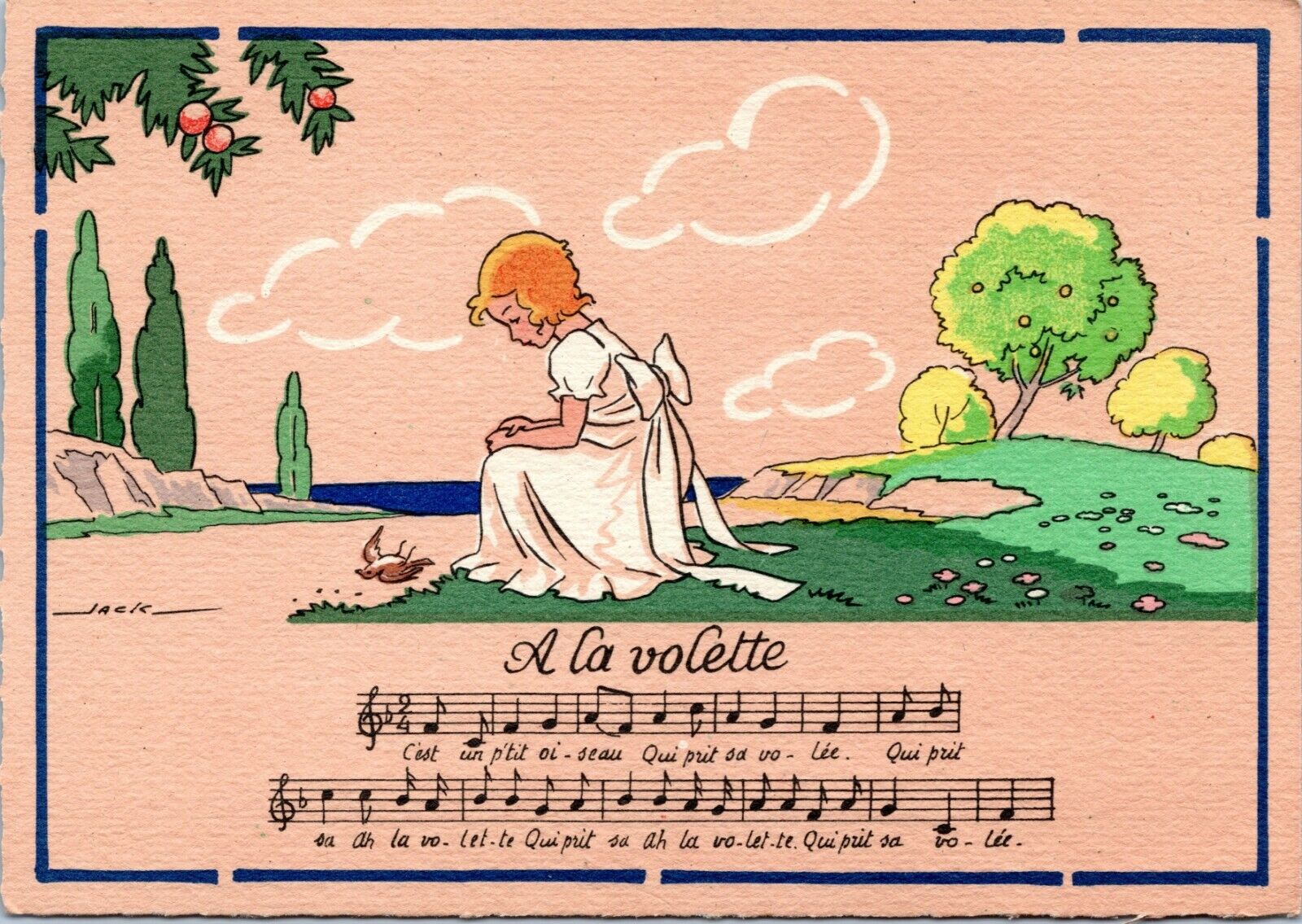 postcard french song lyric    A la volette