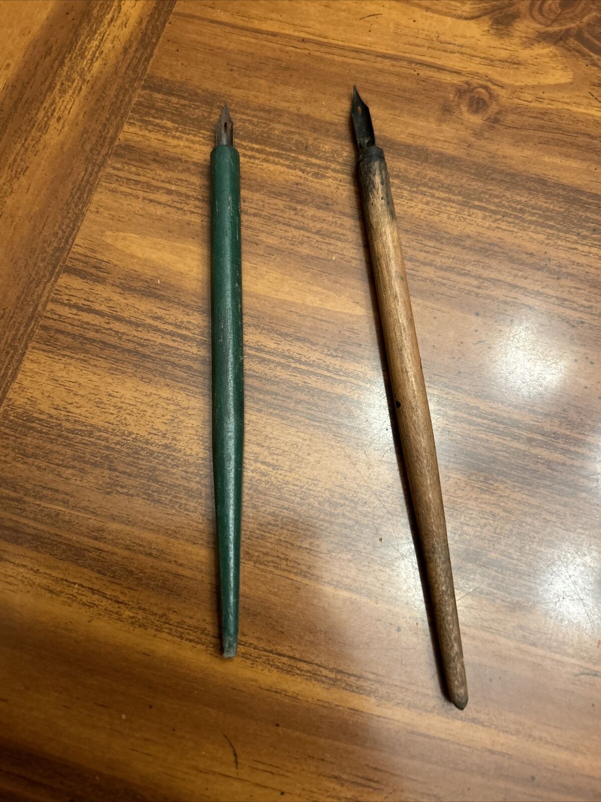 Set 2 Vintage Ink Well Pens Wooden Handles